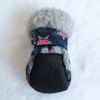 Pet Booties Set, 4 PCS Warm Winter Snow Stylish Shoes, Skid-Proof Anti Slip Sole Paw Protector with Zipper Star Design - pink - L