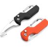 Multitool Keychain Knife; Small Pocket Box/Strap Cutter; Razor Sharp Serrated Blade And Paratrooper Hook; EDC Folding Knives - Orange+White