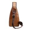 Men Chest Bag PU Leather Sling Fanny Pack Shoulder Backpack w USB Charging Port - Light Brown