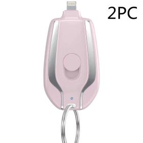 Keyring Charging Bank Wireless Portable 1500 Mah Emergency Power Supply Telescopic Small Mobile Power Supply (Option: Pink 2PC-Iphone)