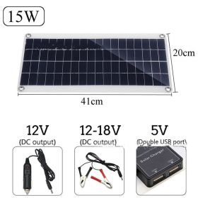 Outdoor Charging Polysilicon Battery Dual USB Interface Solar Panel (Option: 15W)