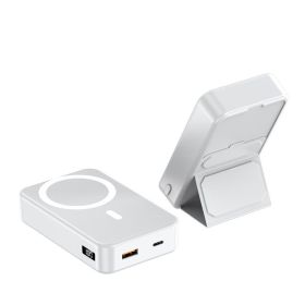 Magnetic Suction Wireless Charging Treasure Large Capacity Folding Bracket Mobile Power Supply (Option: A272 White 22.5W20000)