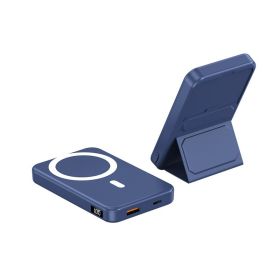 Magnetic Suction Wireless Charging Treasure Large Capacity Folding Bracket Mobile Power Supply (Option: A271 Navy Blue 22.5W10000)