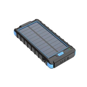 New solar wireless power bank Outdoor PD fast charging ultra-large capacity 20000 mAh power bank (Color: Blue)