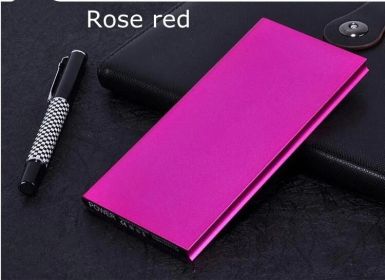 USB charging treasure with LED light (Option: Rose Red-8000mAh)