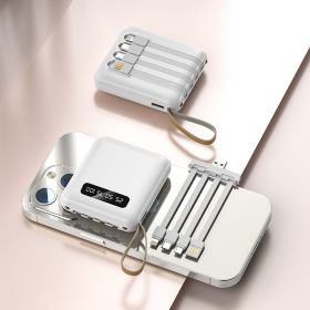 Compact And Portable With Built-in Cable Power Bank (Option: White-3000mA)