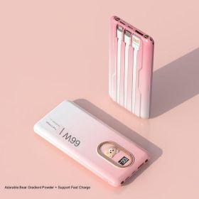 66W Comes With 3 Wires Super Fast Charge 20000mAh Power Bank Large Capacity Mobile Power (Option: Bear gradient pink-20000mAh)