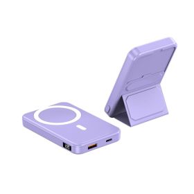 Magnetic Suction Wireless Charging Treasure Large Capacity Folding Bracket Mobile Power Supply (Option: A271 Purple 22.5W10000)