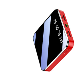 Mini Compact Full Mirror Power Bank (Option: Red-Standard 20000mA)