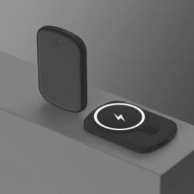 Simple Solid Color Magnetic Wireless Power Bank (Option: Black-10000mAh)