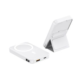 Magnetic Suction Wireless Charging Treasure Large Capacity Folding Bracket Mobile Power Supply (Option: A271 Pearl White 22.5W10000)