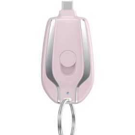 Keyring Charging Bank Wireless Portable 1500 Mah Emergency Power Supply Telescopic Small Mobile Power Supply (Option: Pink-Typec)