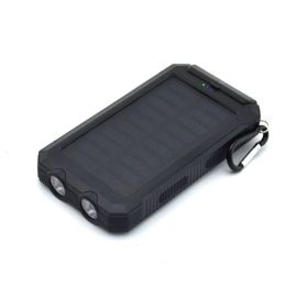 Solar Power Bank Compass 20000mAh Outdoor Mobile Phone Dual Headlights (Option: Black-20000mAh)