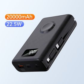 Wireless 7 Charger Head Bracket Mobile Power Supply (Option: Black-20000mAh)