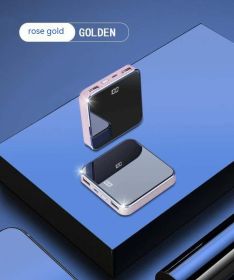 Mini Power Bank Large Capacity Double Face Mirror Thin And Compact (Option: Rose Gold-Wireless Charger 10000 MA)