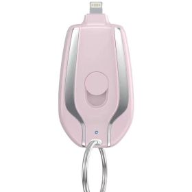 Keyring Charging Bank Wireless Portable 1500 Mah Emergency Power Supply Telescopic Small Mobile Power Supply (Option: Pink-Iphone)