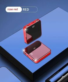 Mini Power Bank Large Capacity Double Face Mirror Thin And Compact (Option: Chinese Red-Wireless Charger 10000 MA)