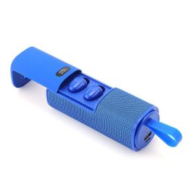 3 In 1 Portable Wireless Bluetooth Speakers Bluetooth Headphone Power Bank (Option: Blue-USB)