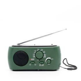 AM FM Solar LED Flashlight Hand Crank Rechargeable Radio (Color: Green)