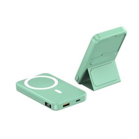 Magnetic Suction Wireless Charging Treasure Large Capacity Folding Bracket Mobile Power Supply (Option: A271 Green 22.5W10000)