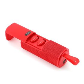 3 In 1 Portable Wireless Bluetooth Speakers Bluetooth Headphone Power Bank (Option: Red-USB)