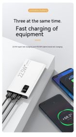 Two-way Fast Charge Power Bank Large Capacity Portable Ultra-thin Portable Power Source (Option: White Super Fast Charge-20000 MA)